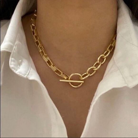 NEW 18k Yellow Gold Chunky Chain Necklace - Picture 1 of 10